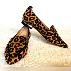 Franco Sarto Susie Leopard Print dyed cow hair  size 8 loafers